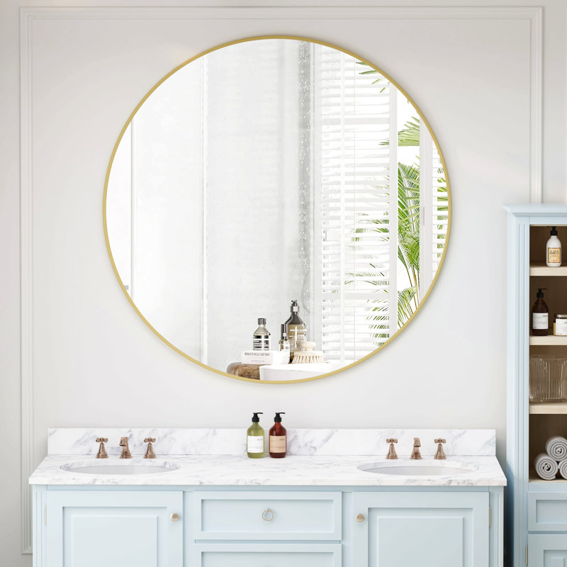 Miroir mural Miroir de salle de bain, salon, chambre à coucher, Doré