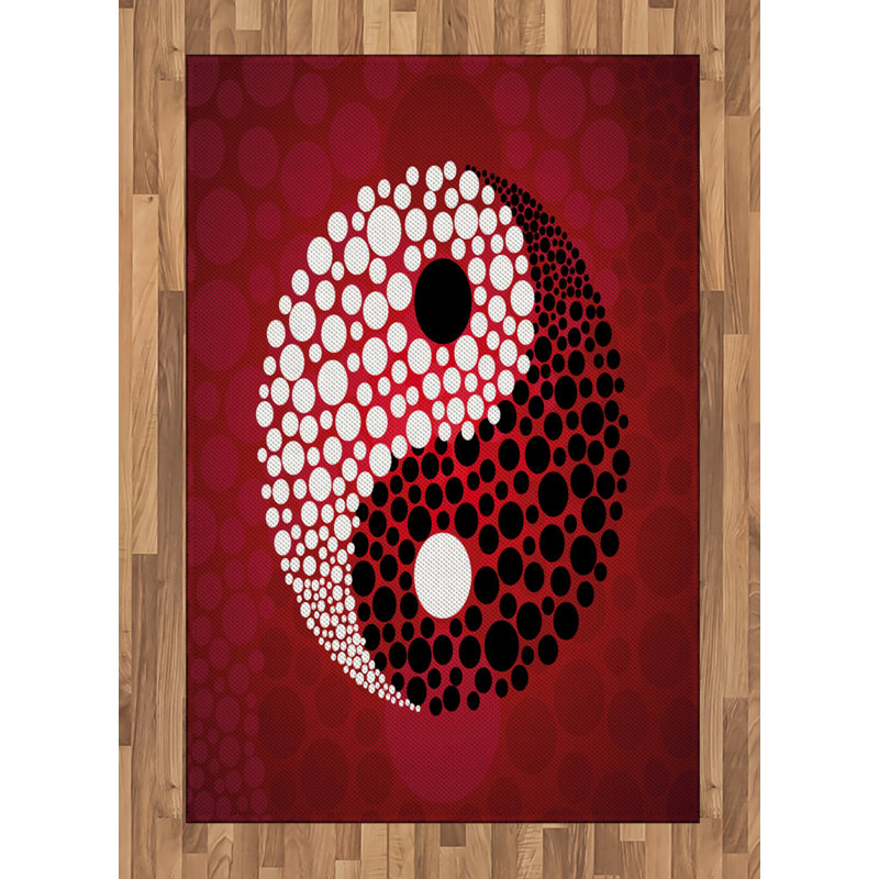 Tapis décoratif Ying Yang, Rectangle— 4 pi x 5 pi 8 po