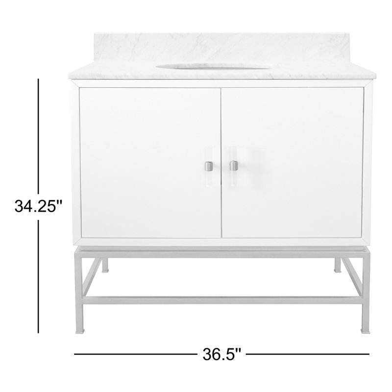 Clifford 36.5'' Single Bathroom Vanity with Marble Top, Brown