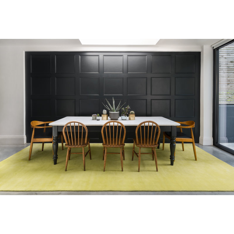 Farrow & Ball Plain Wool Melrose Yellow Area Rug, Rectangle 6' x 9'