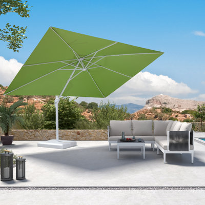 PURPLE LEAF Outdoor White Pole 108'' x 132'' Square Offset Cantilever Green Umbrella Without Base