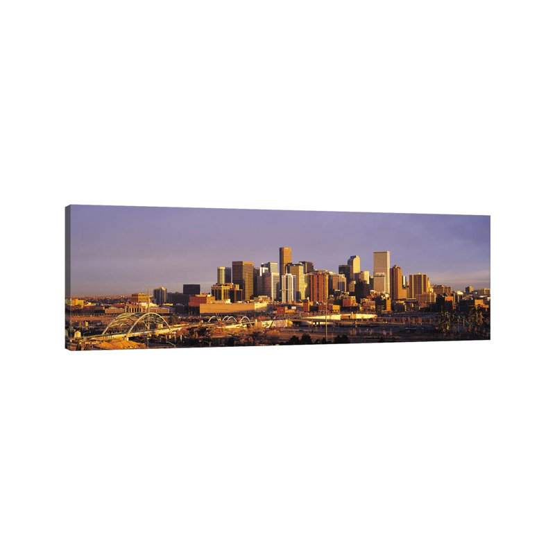 Denver Skyline Cityscape - Wrapped Canvas Panoramic Print, 30.48 cm H x 91.44 cm W x 1.91 cm D