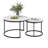 Nesting Coffee Table 2Pcs, 27.6Inch Round With Wood Marble Design Top And Strong Metal Frame, For Living Room Bedroom Balcony Yard, White Duo , Marble Pattern-1809829012-1809829010