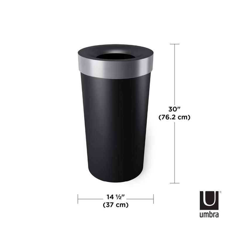Black and Nickel 16.5-Gallon Open Top Kitchen Trash Can