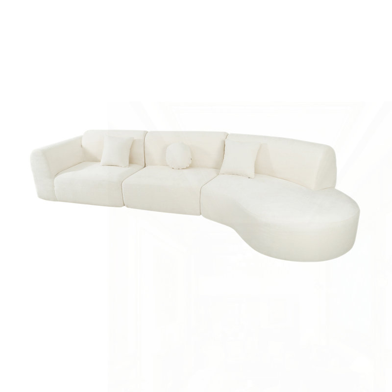 140" Modern Curved Sectional Sofa, Beige