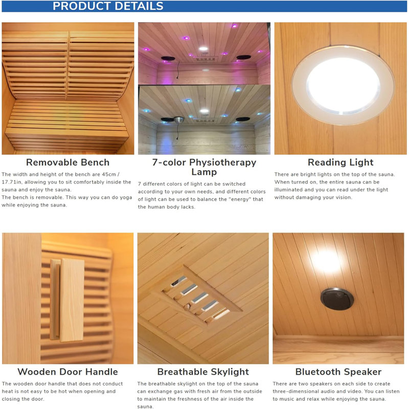 ZONEMEL Wooden Steam Sauna Room, 1 Person Canadian Hemlock Luxurious Indoor Sauna with 3.5 KW Harvia Stove Heater, WiFi Control, Volcanic Rock, Wooden Bucket, Scoop, Reading Light, Hourglass, 220V