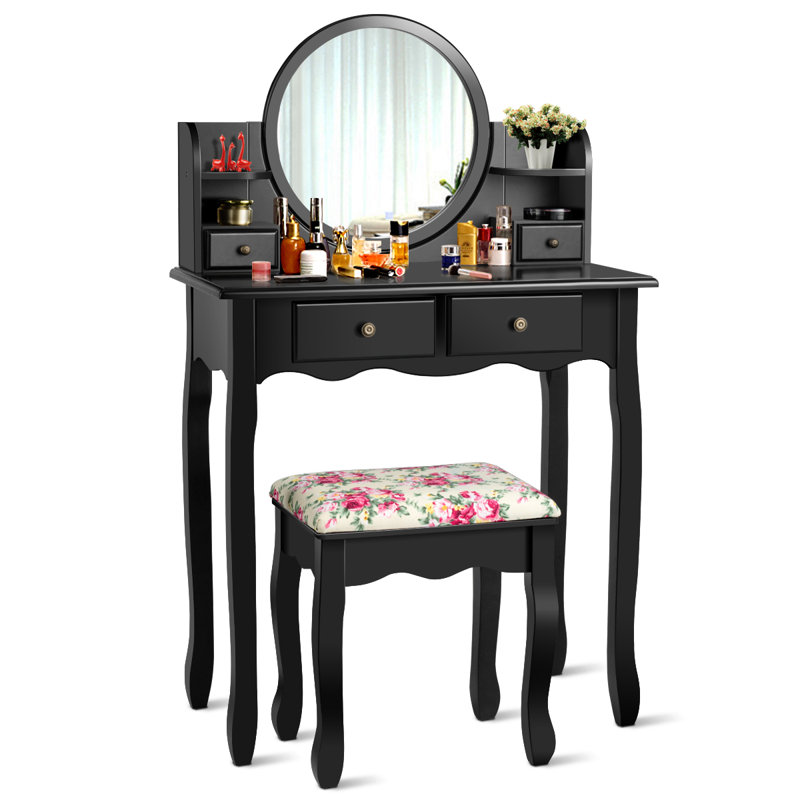 Ensemble coiffeuse avec miroir Clarkson, Noir