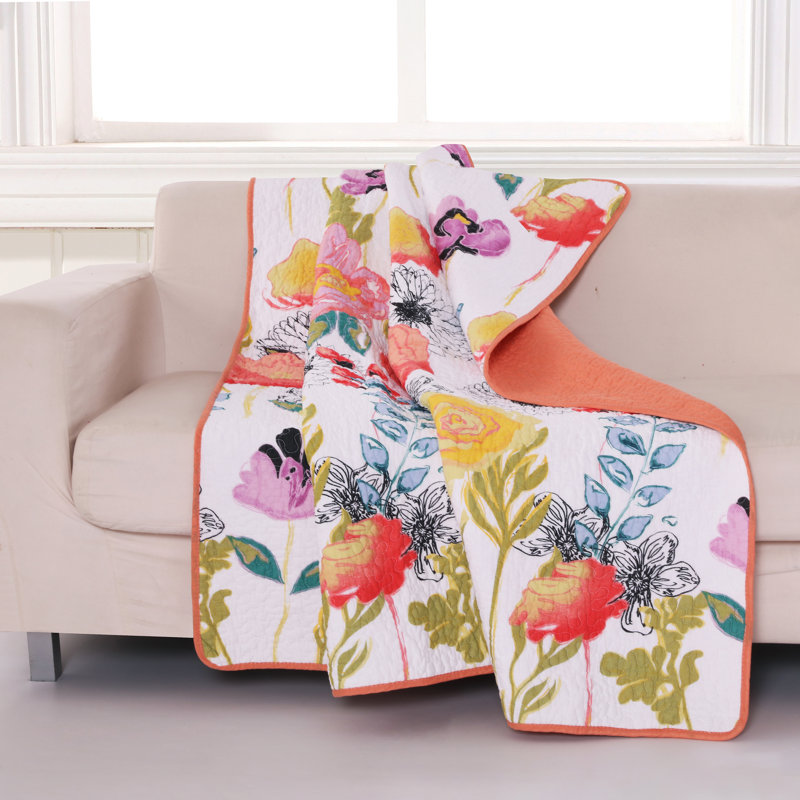 Jeté blanc aquarelle 50 po x 60 po Greenland Home Fashions Watercolor Dream White