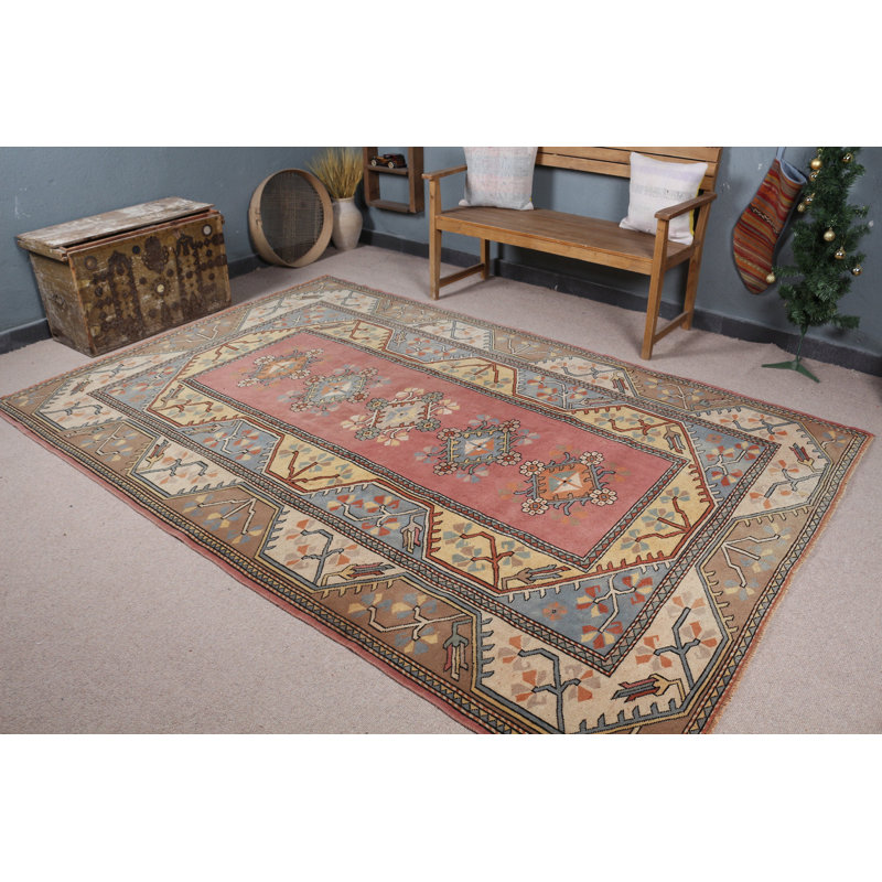 Grand tapis rose en laine rose idéal pour la décoration de chambre à coucher et un beau cadeau pour la maison