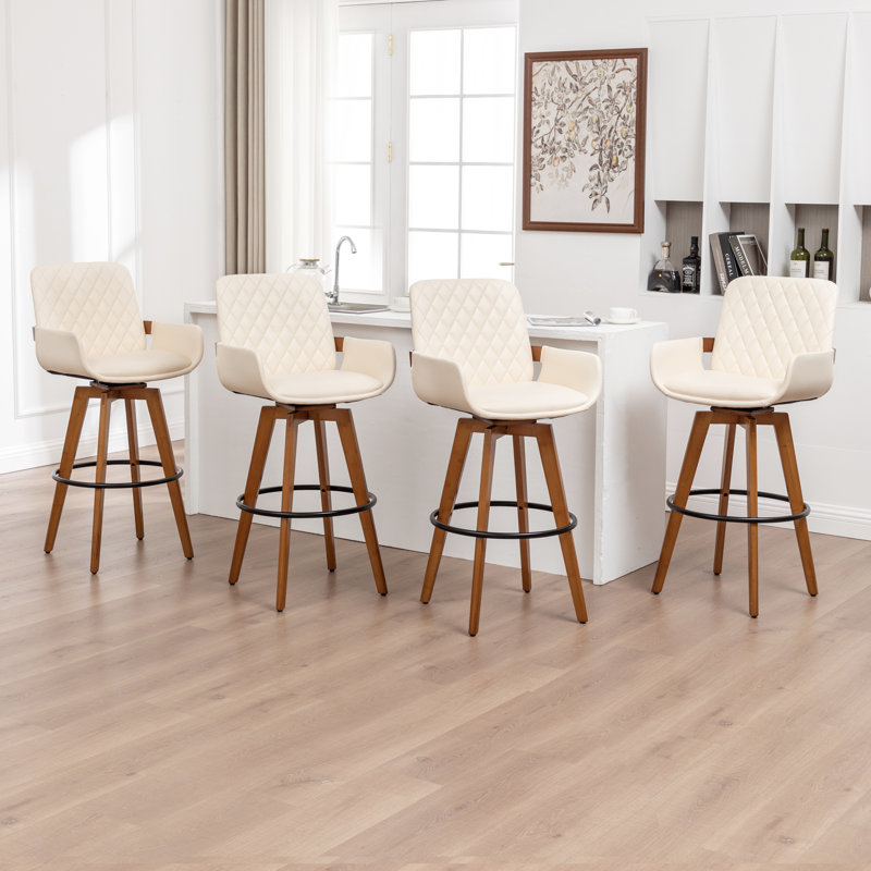 Tabourets de comptoir pivotants modernes rembourrés, Beige, 4, Tabouret de comptoir 26,5 po