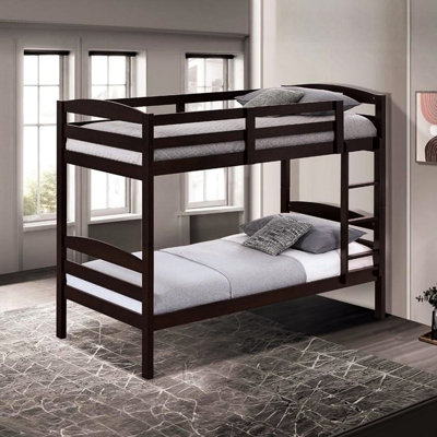 Twin Over Transitional Bunk Bed With Arch Slat Design And Finish, Solid Wood Engineered Wood, Insert & Lock Joint System, For Bedroom Use Bed, Style, Design, Joint,