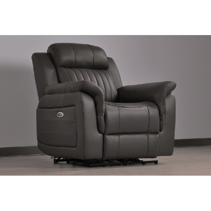 Cenaida Genuine Leather Electric Power Recliner Armchair, Grey