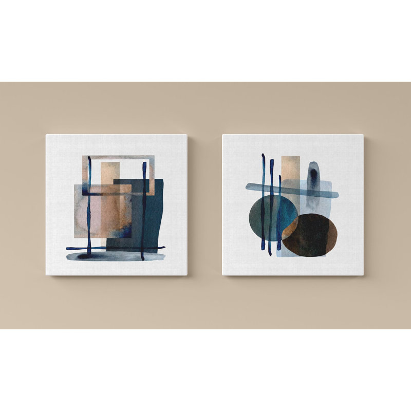 Peintures décoratives élégantes (2 pièces), 12 x 12 pouces | 100% toile avec cadre 100% bois | Parfait pour le salon, la chambre à coucher ou le bureau, ajoute une touche d'élégance et de modernité à tout espace