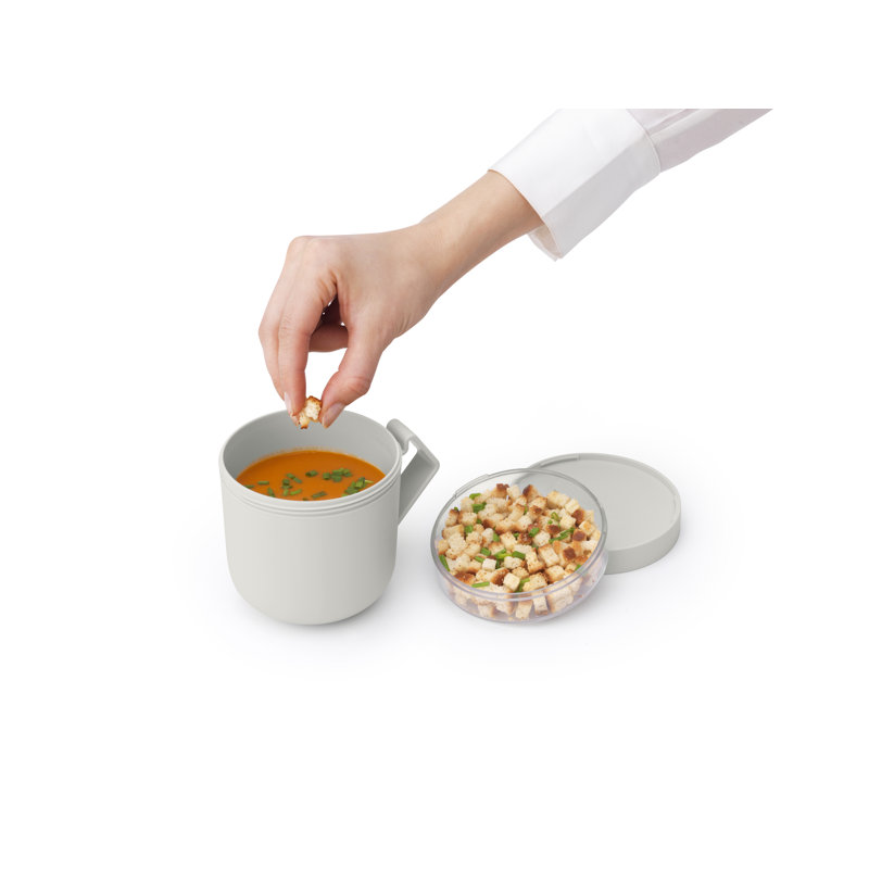 Brabantia Make & Take Soup Mug, Leakproof, 20.3 fl oz (600 ml), Light Grey