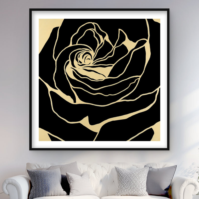 Silhouette d'une rose - imprimé floral beige mat