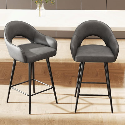 27 Inches Counter Height Stools With Back And Metal Legs