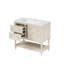 Ensemble de meuble-lavabo 36 po avec lavabo 36 po, lavabo en céramique encastré, ensemble de meuble-lavabo autoportant avec 4 tiroirs, armoire de salle de bain avec cadre en bois massif, beige-508711667