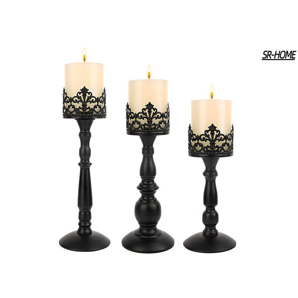 Candle Holders for Pillar Candles Gothic Matte Black Vintage Tall