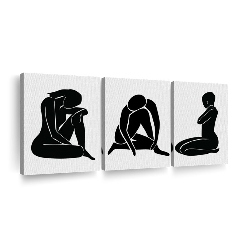 Silhouette de femmes émotives, reproduction sur toile, H 12 po x l 26 po x P 1 po