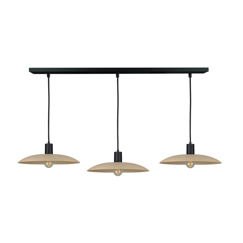 3 - Light Matte Black Dome Pendant, Black/Latte