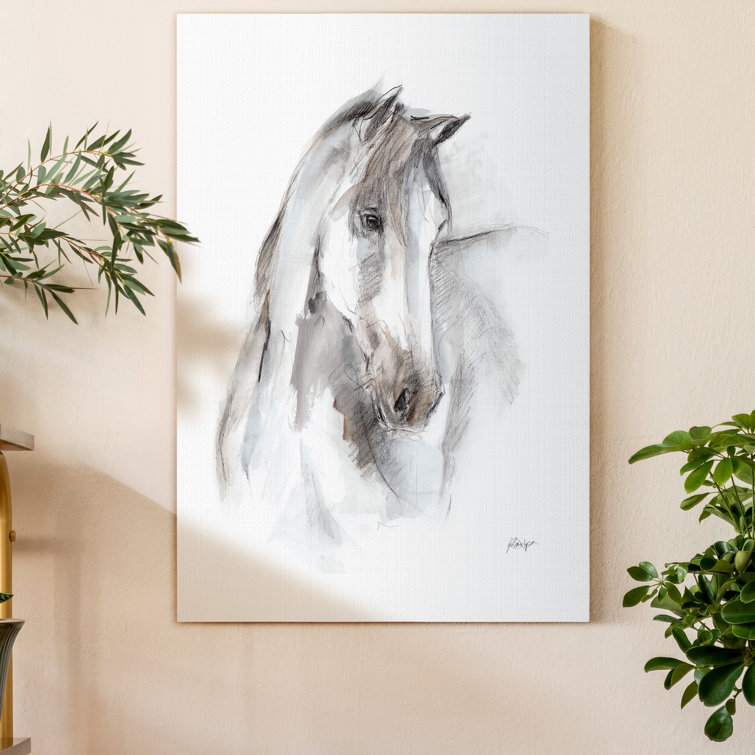 'Watercolor Equine Study I' - Wrapped Canvas Painting Print