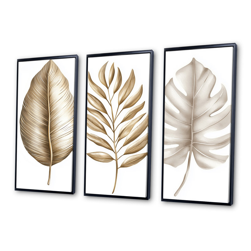 Ensemble de décorations murales Reflection Tropical Beiges Leaves III - Plantes, H 28 po x l 36 po x P 1 po