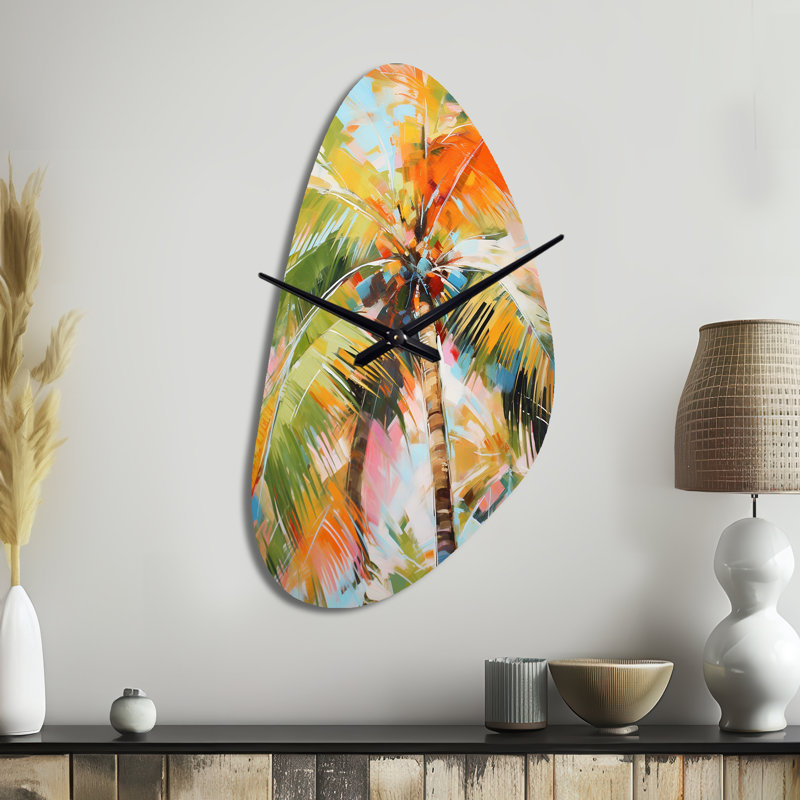 Palm Trees Palm VII - Horloge murale en métal asymétrique, Moyenne
