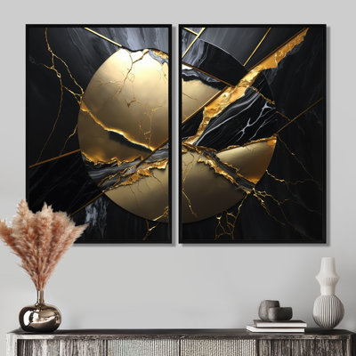 Abstract Geode Gold III - Modern Art Prints On Canvas