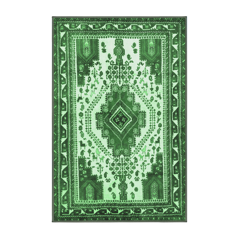 Tapis traditionnel vert émeraude 643, Rectangle 2 pi x 3 pi