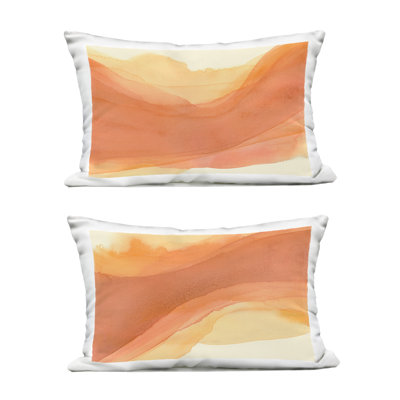 Coussin extérieur Stupell Industries Curved Orange Waves Design par Grace Popp (ensemble de 2)