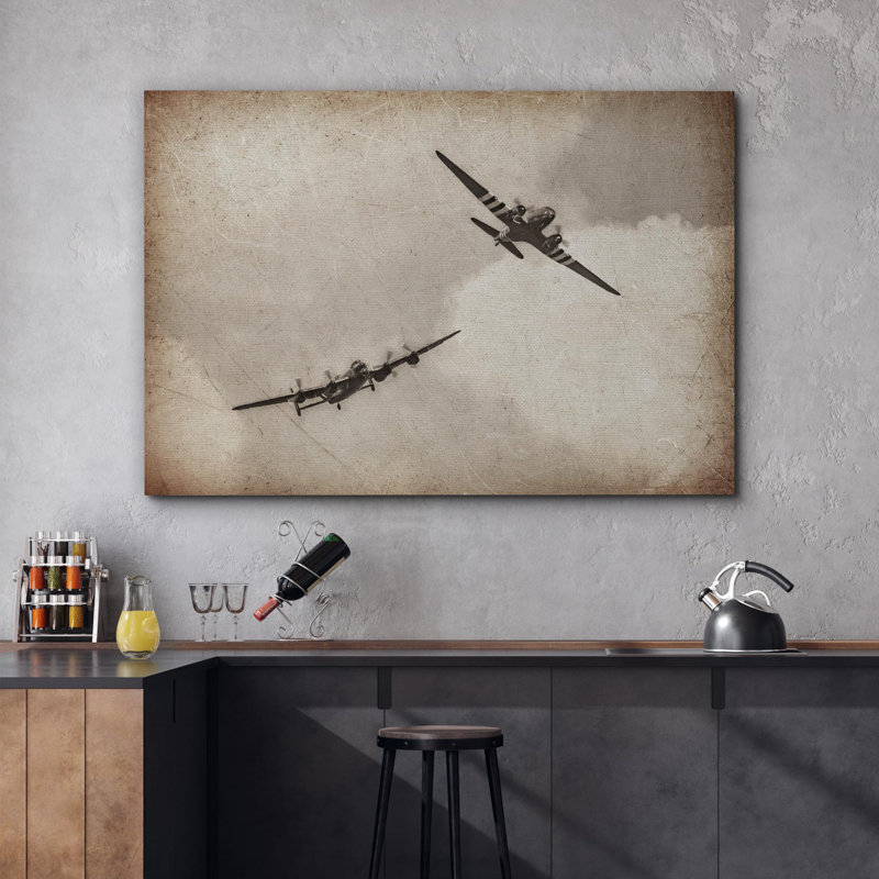 " Antique Vintage World War II Fighter Plane ", 24" H x 36" W x 1.5" D