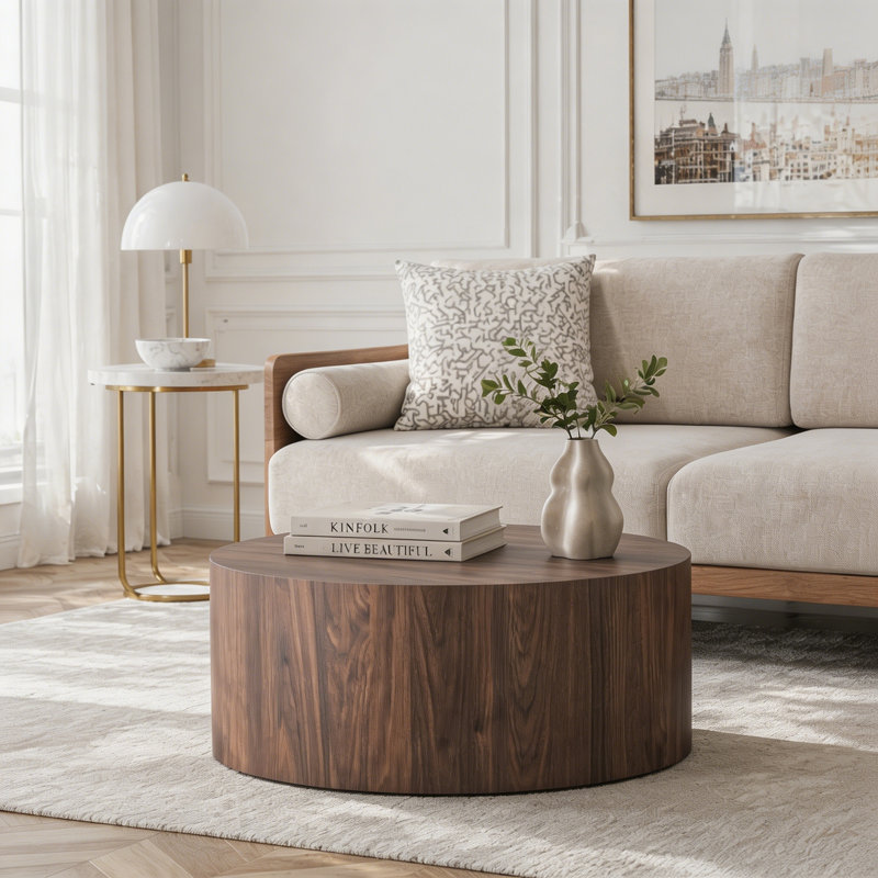 Table basse ronde, Noyer