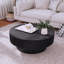 Table basse 31,5 po ronde avec rangement Table d'appoint moderne en placage de bois massif pour salon, chambre à coucher, appartement ou bureau, noir