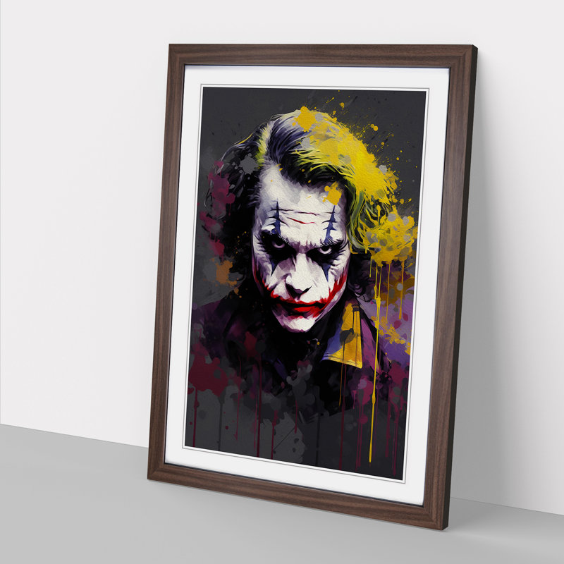 XYZ-FRM-V1223-3908 Joker Abstract - Single Picture Frame Print on Wood, 46cm H x 34cm W, Walnut Framed