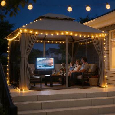 12 pi. L 10 pi. D Pavillon de jardin extérieur avec double toit
