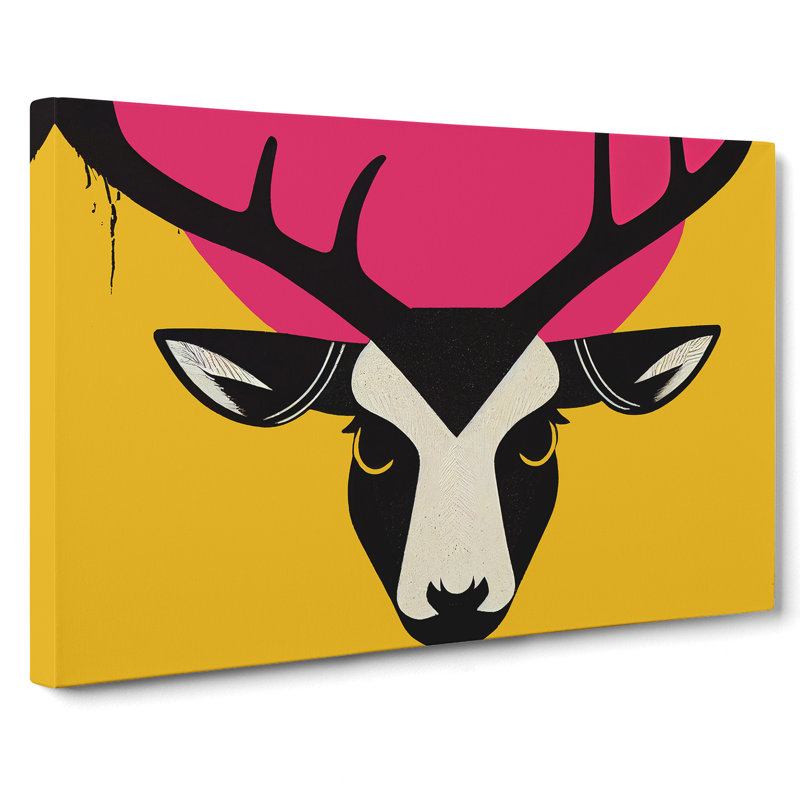 An Electrifying Stag Deer Pop Art - Wrapped Canvas Print, 35cm H x 50cm W x 3cm D
