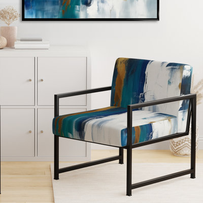 Feeling Spirit Abstract - Fauteuil rembourré contemporain, bleu et or