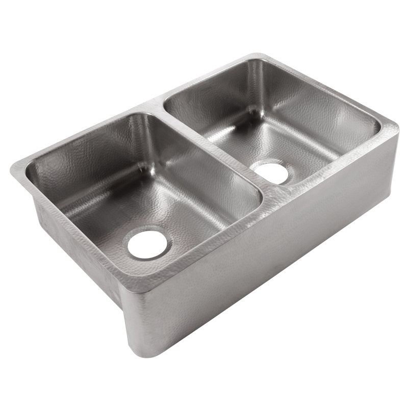 Évier de cuisine à double cuve à tablier frontal en acier inoxydable Lange (brossé) Lange, Acier inoxydable brossé, 32"