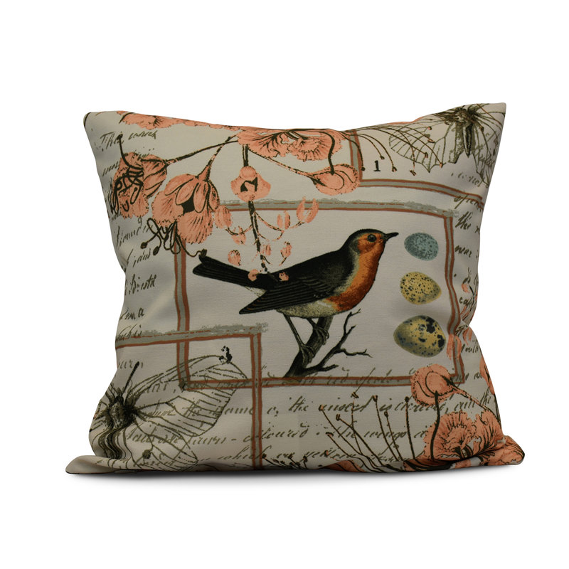 Funky Junky Floral Reversible Throw Pillow, 20" H x 20" W, Peach