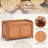 52 Gallon Wood Deck Box with Flip Top Teak Oil Finish Pool Supplies Cushions