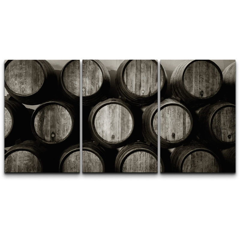 Rétro rétro bichromie européenne vin tonneaux boissons et cocktails nourriture photographie décor rustique, Toile tendue