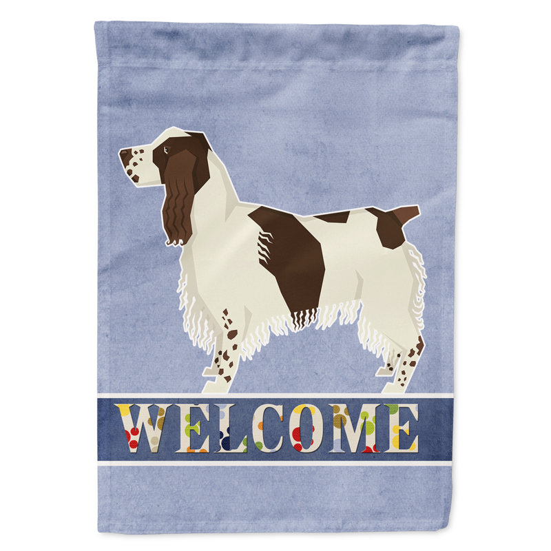 « english springer épagneul welcome 40 x 28 po ». 2 côtés en polyester drapeau maison