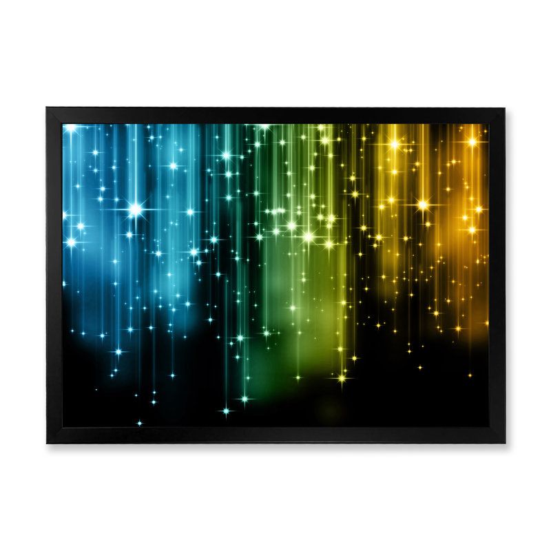 «Glowing Lights Matrix Art», reproduction sur toile, Cadre d'angle fermé noir, H 24 po x l 36 po x P 1 po