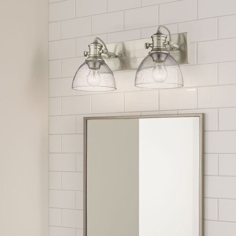 Éclairage pour meuble-lavabo à 2 lumières Bales, Étain, Verre martelé