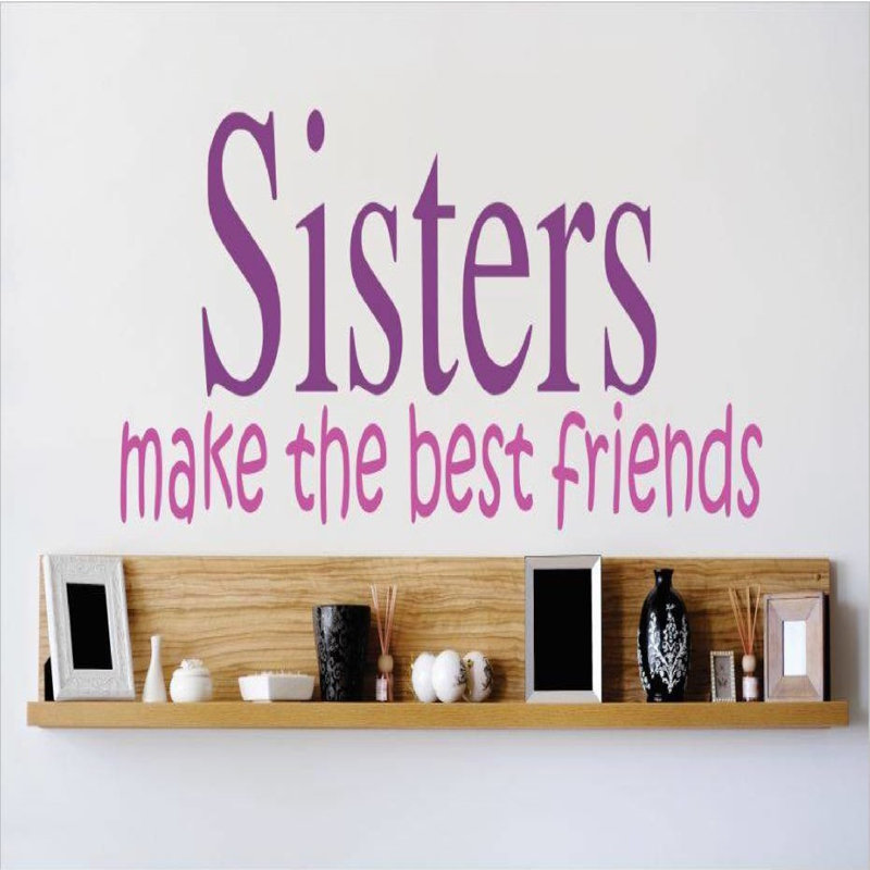Décalcomanie murale soeurs make the best friends, Mauve / Rose, H 12 po x l 30 po x P 0,16 po