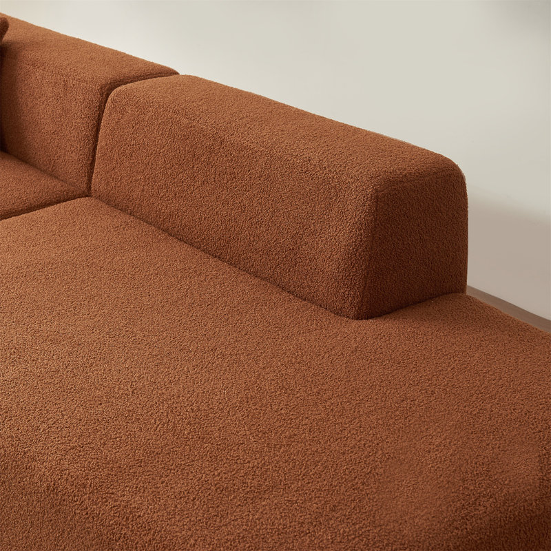 Modular Sectional Couch, Orange Sherpa