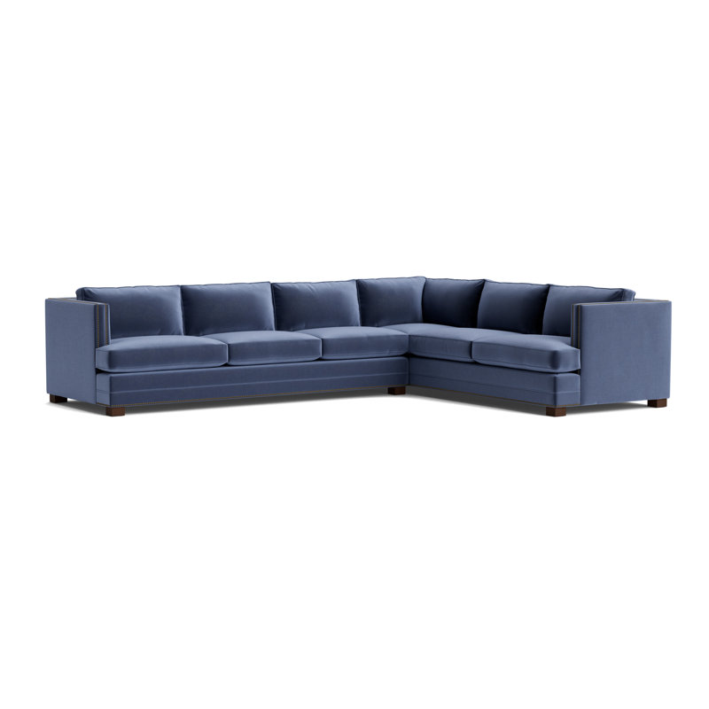 Keaton Chaise Sectional, Antique Brass, Performance Velvet - Indigo, Sienna