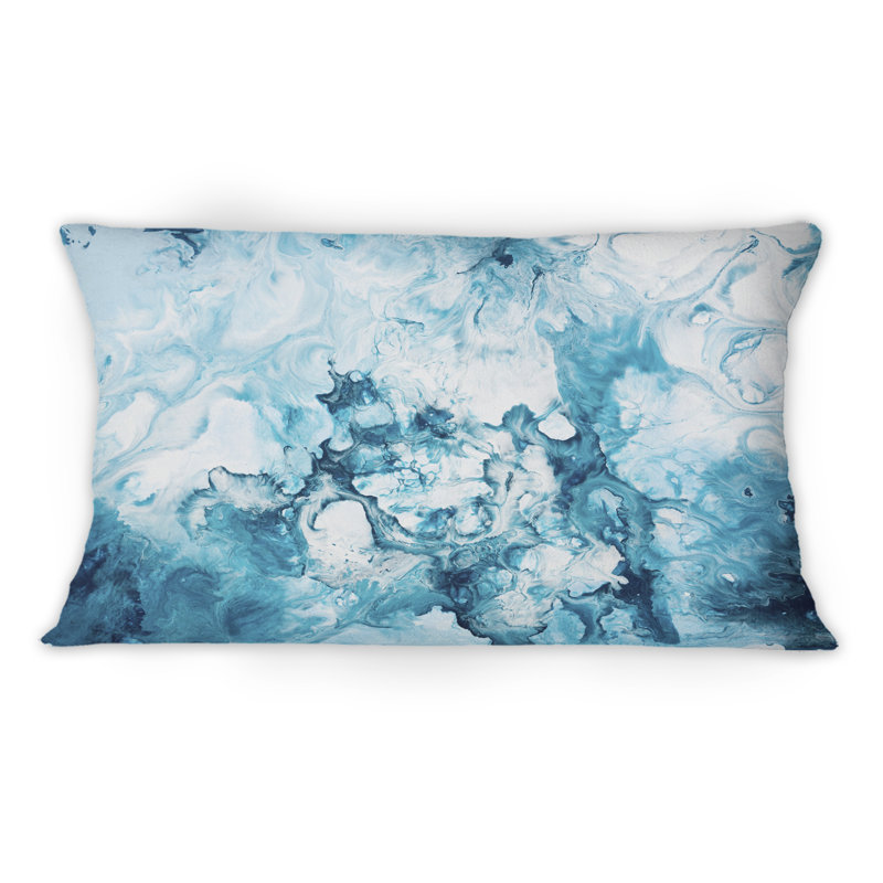 Coussin bleu et blanc liquide Art Waves X1 - imprimé moderne 1