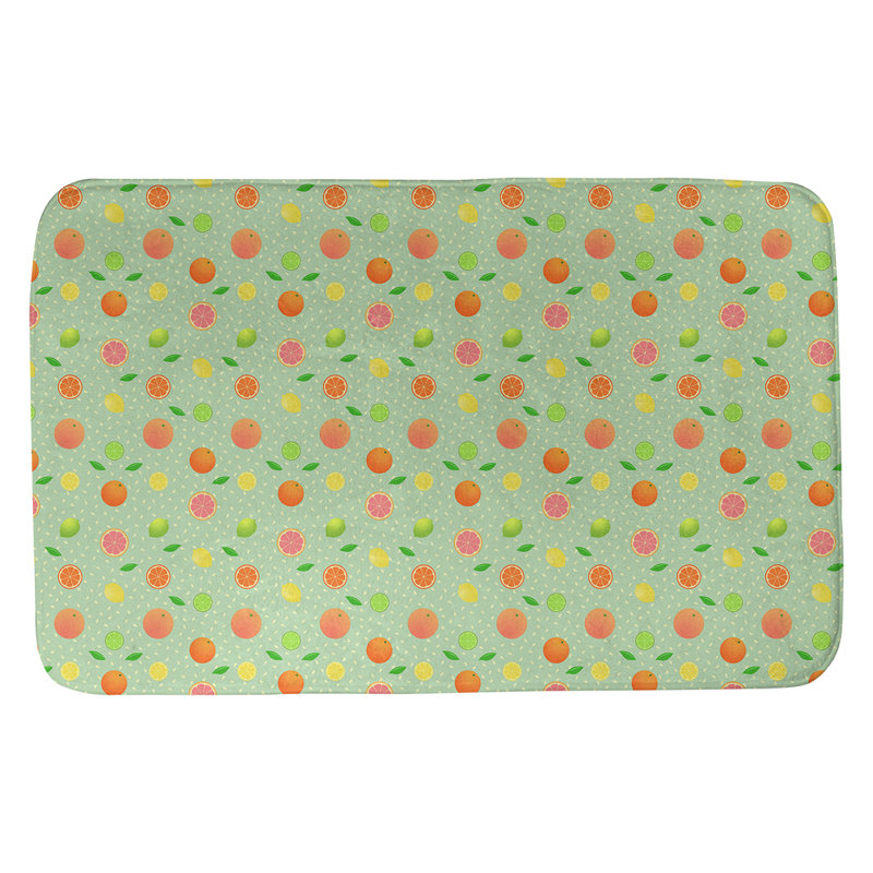 Tapis pour salle de bain agrume fruit Leffel, l 21 po x L 34 po, Vert menthe