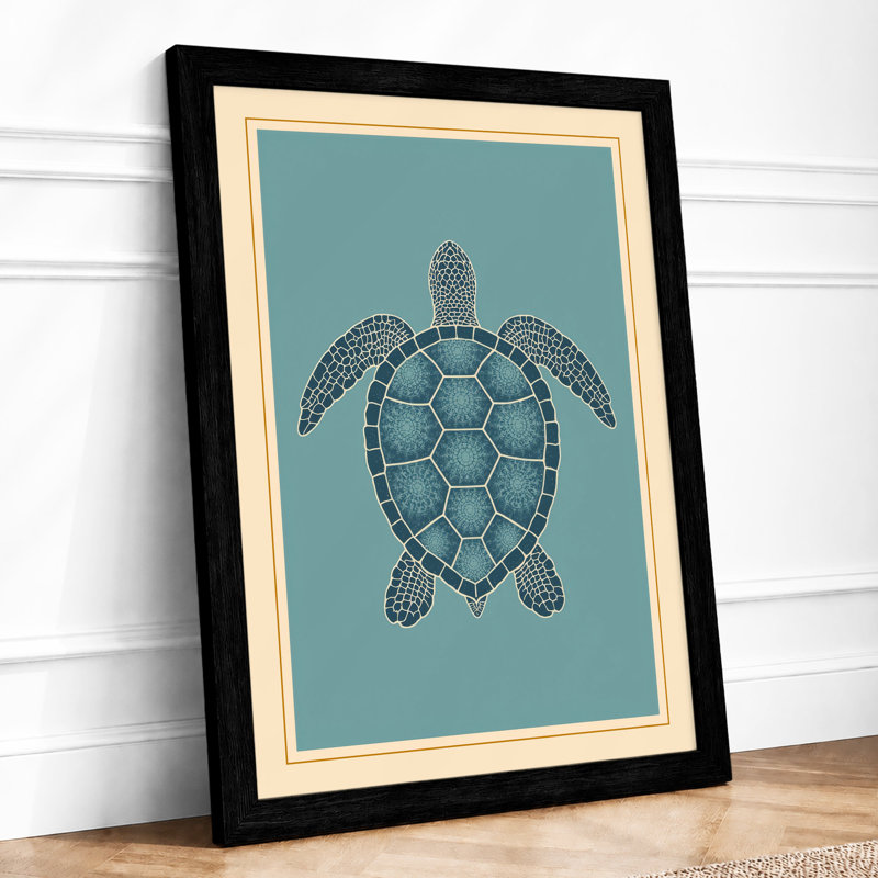 Drifting Turtle Coastal - Framed Print, Black, A3 - 42.0 x 29.7 cm